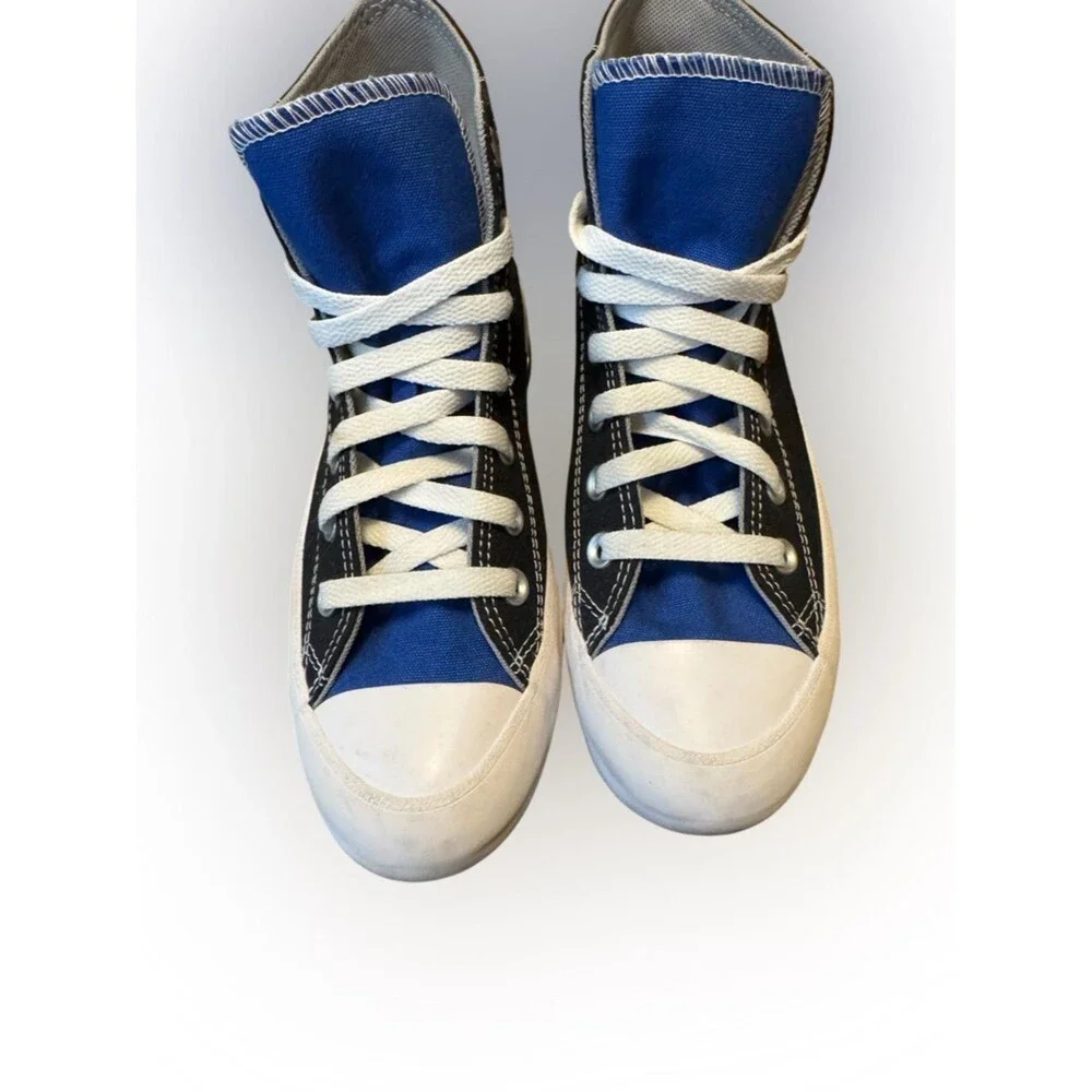 Converse Custom All Star Lugged High Top Platform Sneakers In Black And Blue - Picture 5 of 16